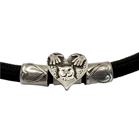 Vintage Silver and Black Heart Panther Bracelet - Picture 2 of 3